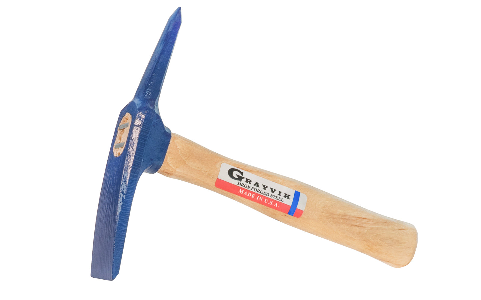 Grayvik No. 90043. Vaughan Grayvik 12 oz Chipping Welding Hammer has one end with 1-1/4" blade with back bevel; other end tapers to a point. Hickory handle. Rust-resistant powder coated finish. Vaughan No. WC12 12 OZ Hammer Factory Seconds    Made in USA. Made in USA. 051218900439