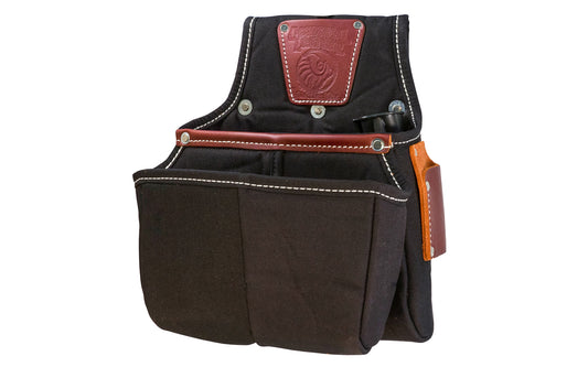 Occidental Leather "Oxy Finisher" Fastener Bag - Fits a 3" work belt - These bags are ideal for trim, framing & finish work. Nylon main & outer bags. Holders include a speed square inside or out & features the 2-in-1 outer bag for maximum fastener capacity in a compact space. Nylon & genuine Leather ~ Occidental Model 9520