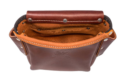 Occidental Leather Iron Worker's Bolt Bag ~ 9920 - Genuine leather - Made in USA - 759244288407 - Occidental Leather's "Pro Leather" construction bolt bag with bull-pin loop on each side. Tunnel loop on back accepts up to 3" work belt. Iron Worker's Leather Bolt Bag - Pouch Tool Bag - Leather Pouch Bag - Ironworker's Bag