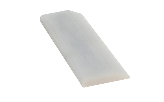 Norton Hard Arkansas Round Edge Small Carving Slip Stone. Great for final edge sharpening of carving tools & gouges. Use a few drops of mineral oil to prevent glazing while sharpening. 3" length  x  15/16" width -  3/16" thickness. round edge radius. Made by Norton, Saint Gobain. Model AS22.  Made in USA.