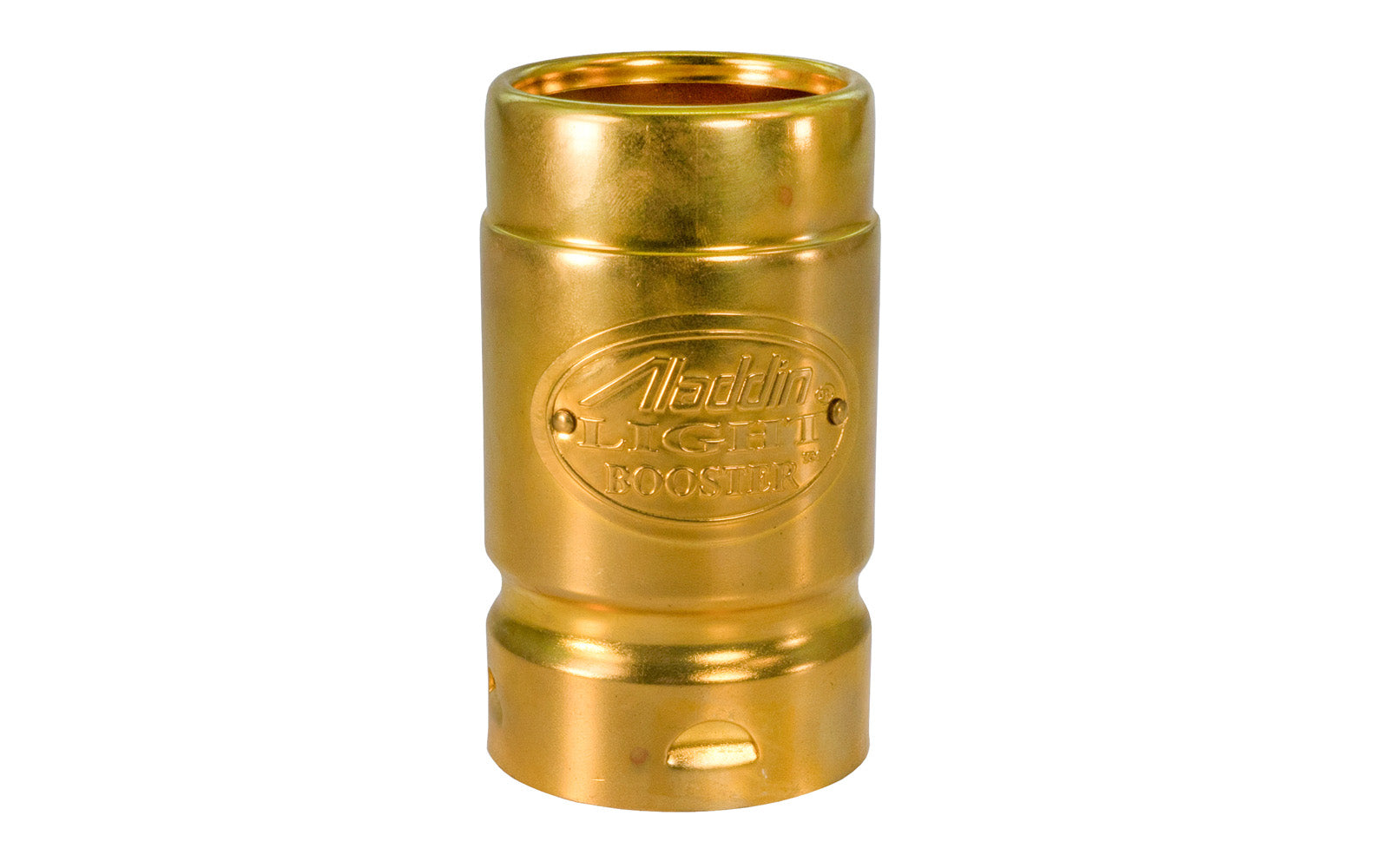 Solid Brass Light Booster Model N108B made by the Aladdin Mantle Lamp Company. Fits all chimneys with 1-1/4" OD top opening.  