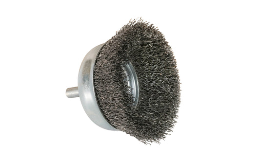 Alfa Tools 2" Fine Crimped Wire Cup Brush - 1/4" Shank. 0.008" Wire Diameter. 5000 RPM max. All-steel construction. Applications include deburring, blending, removal of rust, scale, dirt, & finish preparation prior to painting or plating.   Made by Alfa Tools.   Made in Spain. 