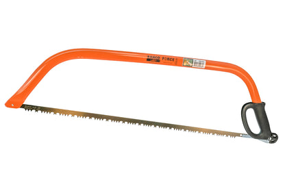 This Bahco 30" Bow Saw includes a type 23 raker tooth blade for green wood. The frame is made from high quality steel & protected from rust & corrosion by a coating of high-impact enamel paint. Includes blade protector for safety. 24" (607 mm) cutting edge length.  Model No. 10-30-23. 7311518229382. Made in Portugal.