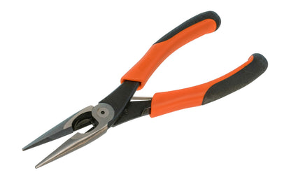 These Bahco 8" Heavy Duty Long Nose Pliers have serrated end tips make gripping easy & the narrow ends of the plier improve accessibility in confined spaces. Made of high quality steel & electro inducted heat treatment gives smooth cutting action & long cutting life. Wire cutter on plier. Model #2533-8 ~ 73115183001142