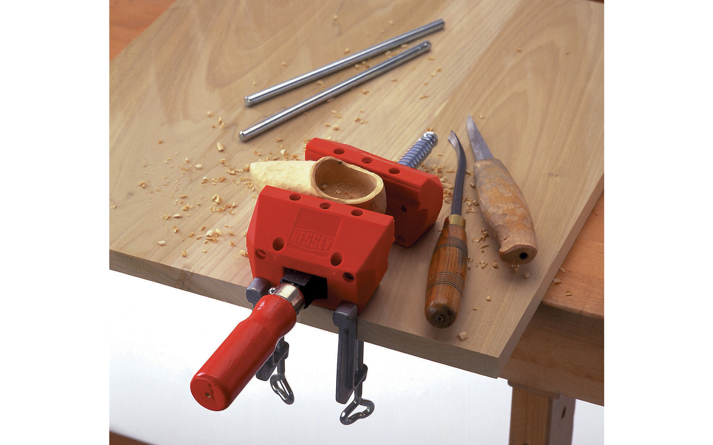 Bessey Portable Mini-Vise Clamp No. S-10 is ideal for holding round, rectangular & odd shaped objects. Non-marring plastic jaws are glue resistant. Clamping capacity up to 4". Ideal for small jobs that need parallel clamping. Can easily mount to tables & work benches. Can clamp at angles. Bessey Model S10. Mini Vise