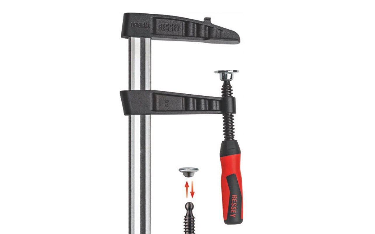 Bessey 24" Heavy-Duty Steel Bar Clamp with 2K Handle ~ TGK4.524+2K. Heavy-Duty Bessey TGK Series of malleable cast bar clamps. Ergonomic composite 2K handles, high-quality profiled steel, anti-slip system & a hardened, smooth-running spindle that comes standard with an ACME thread. 24" clamping capacity - 4-1/2" deep