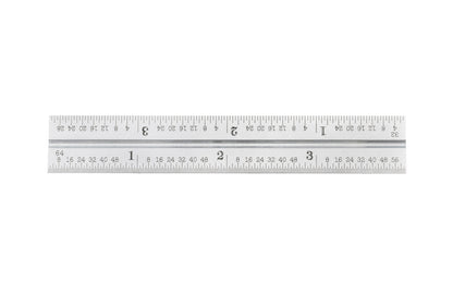 Starrett 4" Blade for Combo Square - 1/32", 1/64", 1/50", 1/100" Grads. Blade only.  Made in USA. Satin chrome finish blade .