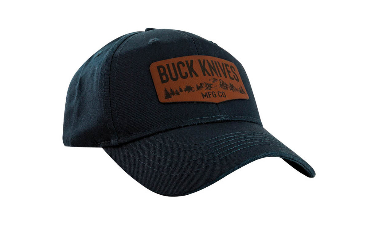 This Buck Knives youth hat features a patch with "Buck Knives MFG Co." on the hat. The hat is constructed of 100%  cotton. This cap has a precurved visor & cotton sweatband. Adjustable velcro back. Youth one size fits most. Buck Knives Ball Cap Hat. Model No. 89151