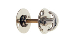 A quality & traditional-style solid brass thumbturn with emergency slot release for use on deadbolt operators on doors, or deadbolts on mortise locks. The thumb turn has an emergency slotted end for unlocking the door. Polished Nickel Finish.