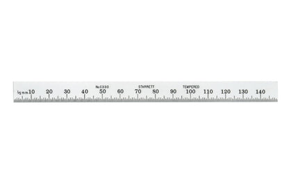 Starrett 6" Narrow Metric Rule - 1.0 mm, 0.5 mm Grads. The Starrett 150mm Full-Flexible Steel Rule with Millimeter Graduation features a satin chrome finish. Graduations at 1/2mm one side; mm and 1/2mm on reverse. 150mm (6"). Flexible.  Made in USA.