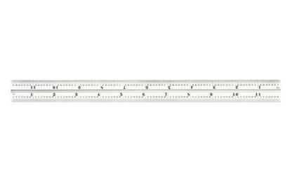 Starrett 12" Blade for Combo Square, Sets & Bevel Protractors. 1/50", 1/100", 1/32", 1/64" Grads. Satin Chrome finish blade. Blade only.  Made in USA. 049659500875.