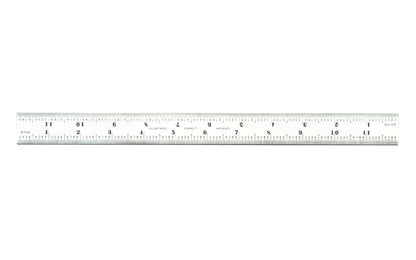 Starrett 12" Blade for Combo Square, Sets & Bevel Protractors. 1/50", 1/100", 1/32", 1/64" Grads. Satin Chrome finish blade. Blade only.  Made in USA. 049659500875.