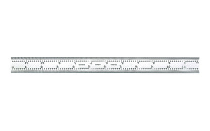 Starrett 12" Blade for Combo Square, Sets & Bevel Protractors. 1/8", 1/16", 1/32", 1/64" Grads. Satin Chrome finish blade. Blade only.  Made in USA. 049659500844.