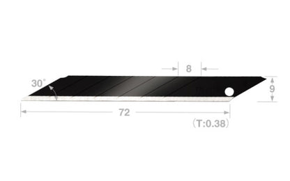 Tajima 3/8" (9 mm) Knife Blades. 10 blades in pack. 30° Razar Black Blade. Model No. CB39RBH. 049296111946