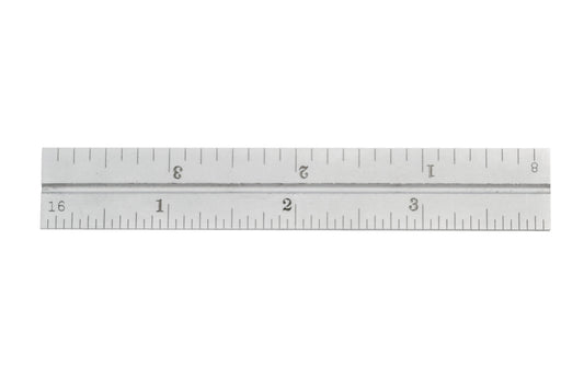 Starrett 4" Blade for Combo Square - 1/8", 1/16", 1/32", 1/64" Grads. Blade only.  Made in USA. Satin chrome finish blade.