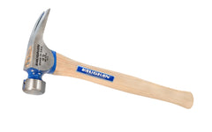 This 23 oz Vaughan California Framer Model CF1P has a smooth face & extra large 1-1/4" diameter striking face on framing hammer. The Rip hammer has magnetic nail starter & 23 oz head weight. Hickory hardwood handle & 17" overall length. Rust-resistant powder coat finish. Model CF1P. 051218103014. Smooth face.