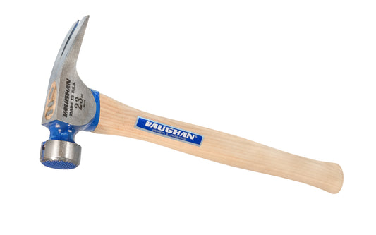 This 23 oz Vaughan California Framer Model CF1 has a mill face & extra large 1-1/4" diameter striking face on framing hammer. The Rip hammer has magnetic nail starter & 23 oz head weight. Hickory hardwood handle & 17" overall length. Rust-resistant powder coat finish. Model CF1. 051218103007. Mill waffle face.