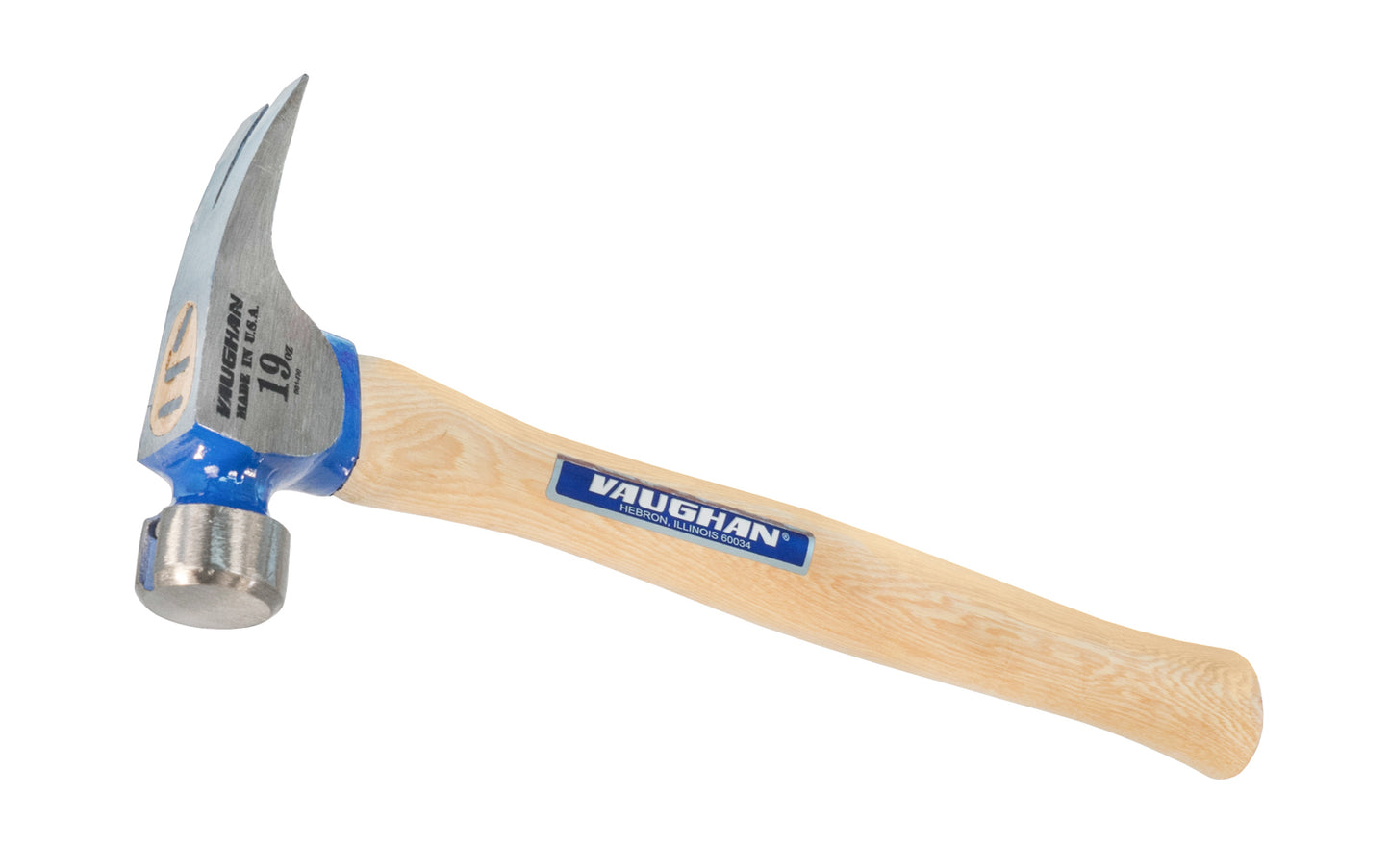 This 19 oz Vaughan California Framer Model CF2P has a smooth face & extra large 1-1/8" diameter striking face on framing hammer. The Rip hammer has magnetic nail starter & 19 oz head weight. Hickory hardwood handle & 7" overall length. Rust-resistant powder coat finish. Model CF2P. 051218116014.