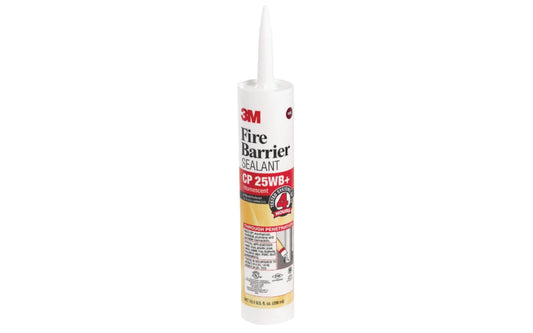 3M CP 25WB+ Fire Barrier Sealant - 10 oz. Typical applications include metal pipe, plastic pipe, cable, cable tray, busway, insulated pipe, HVAC duct penetrations. Firestop tested for through penetration applications up to 4 hours in accordance with ASTM E814 (UL 1479) and CAN/ULC-S115. 051115116384