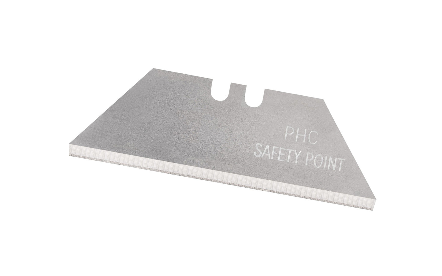 These Standard Utility Blades have a special safety point. They are made of high quality carbon steel & hold a sharp edge. 0.25" thickness of blade. Universal two-notch design & fits most standard utility knives. 5 Pack. PHC - Pacific Handy Cutter.  Made in USA. 073441001172