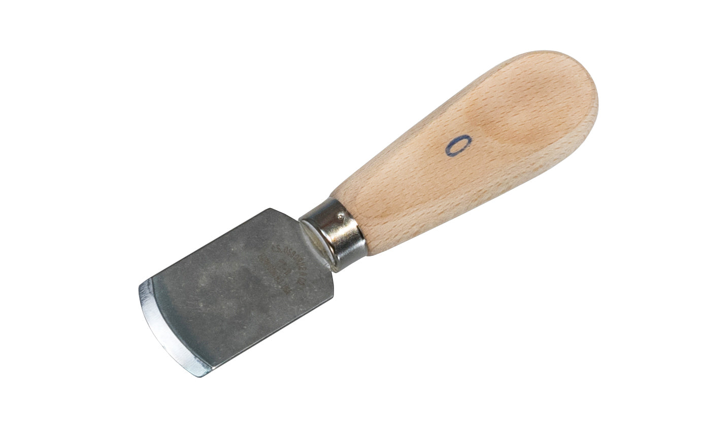 Made in USA · C.S. Osborne Model No. 67-0 - A quality USA-made curved bevel blade skiving knife made by CS Osborne. Made of high carbon steel with a nickel plated ferrule & hardwood handle. Round Beveled Edge Skiving Knife. 1-3/16" blade width - 5-5/8" overall length - CS Osborne Leather working knife - Leather Knife - 096685660028