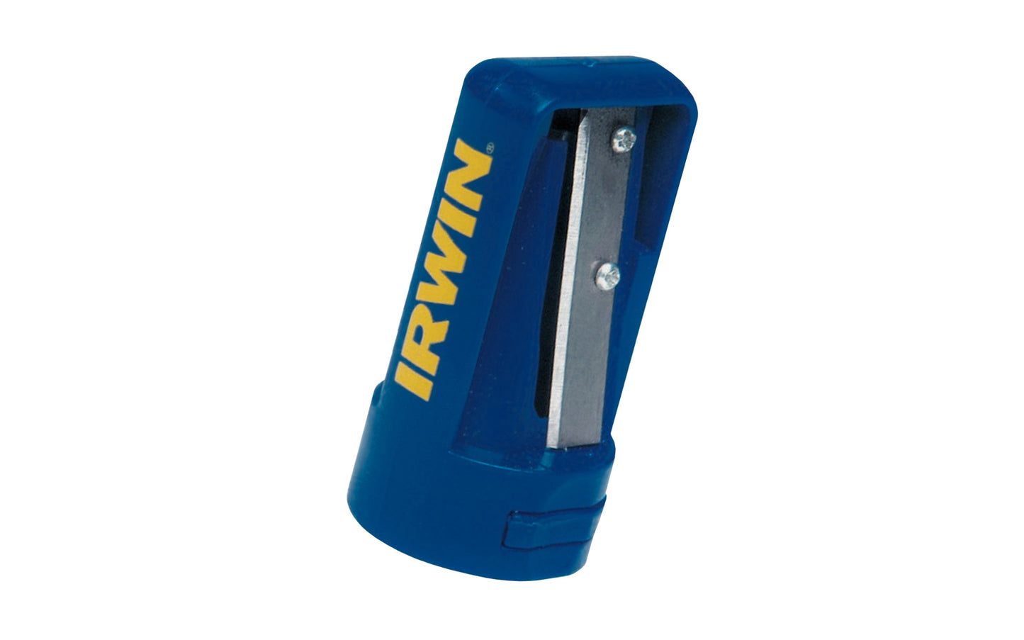 Irwin Carpenter Pencil Sharpener uses 50% less pencil per sharpening cycle. 20% harder blade for longer life. Integrated emory board for fine point filing. Narrowing sharpening angle for broader, more durable point reduced lead breaking. Model No. 233250. 024721007087