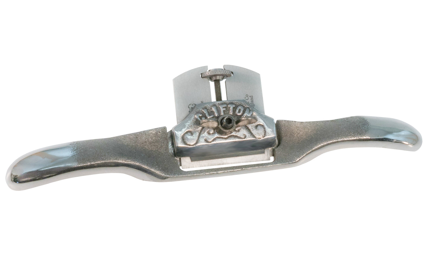 Clifton 600 Straight Spokeshave is made from very tough spheridal graphite/malleable iron. Cryogenically treated .01 tool steel HRC 59-61. Fully adjustable blade for depth of cut, resting at 25° angle. 2-1/8