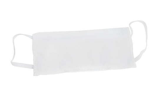 Cotton Face Mask. One layer is premium bleached cotton fabric. Dual filtration from 2 ply of material. Non-woven polyester layer is water resistant: AAMI Class 1 & 2 certified for vapor penetration. Sewn in wire nose piece enhances fit. Pleated for complete covering of nose & mouth. Washable & reusable.  Dico 7600500. Made in USA. 082123760504