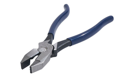 Klein Tools 9-1/4" Ironworker's Pliers D213-9ST twist & cut soft annealed rebar tie wire. They feature knurled jaws for a good grip & a spring-loaded design which enables self-opening. Unique handle tempering helps absorb the ''snap'' when cutting wire. Precision-hardened plier head. 9-1/4" overall length. 092644703126