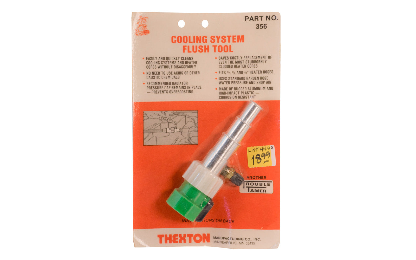 Thexton Cooling System Flush Tool. Part No. 356. Thexton Manufacturing Company, Minneapolis MINN.