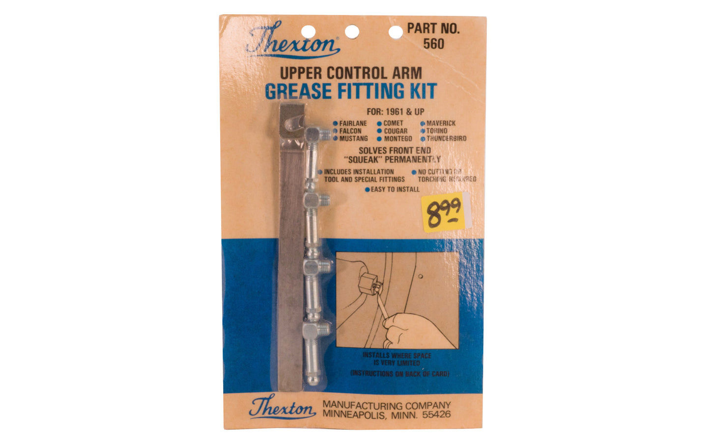 Thexton Upper Control Arm Grease Fitting Kit. Thexton Manufacturing Company, Minneapolis MINN. Part No. 560.