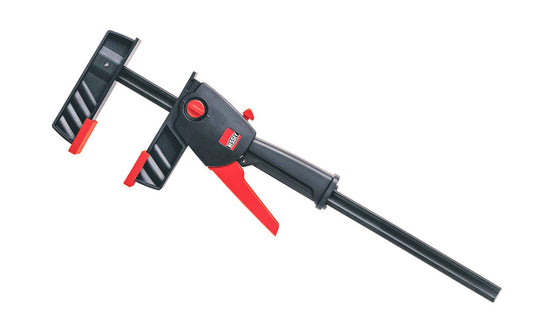 Bessey 12" DuoKlamp Clamp ~ DUO30-8 - One handed clamp & spreader. Clamp or spread with the turn of a button, no tools necessary. 12" max opening & 3-1/4" deep throat. Jaws resist flex & withstand up to 260 lb. of clamping force. Soft pressure caps prevent marring of wood by distributing pressure over a greater area.  091162000458