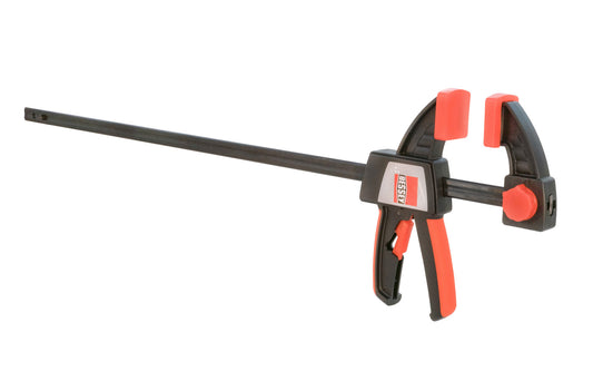Bessey 24" One-Handed Clamp ~ EZS 60-8. 24" max opening - 3-1/2" throat depth. Intelligent release mechanism on clamp, the upper section can quickly convert from clamping to spreading without tools. Soft pads. 445 lbs. clamping force. Well balanced, ergonomic design for easy, single-handed use. 788502200240