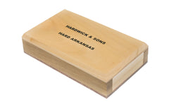 Made in USA · 4" Long  x  2" Wide  x  1/2" Thick ~ Model FAB-42-C ~ Hard Arkansas Stone ~ Super-fine stone that is satisfactory for the final edge ~ Use mineral oil when sharpening - With Wooden Box - Bench Stone -super-fine stone that is satisfactory for the final edge on woodworking cutting tools & knives - Ouchita