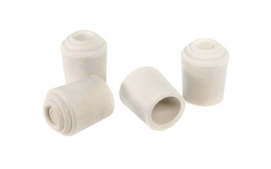 5/8" I.D. White/Beige Rubber Leg Tips. 1-1/8" high tips. Made by Faultless Caster Corp. Made in USA.