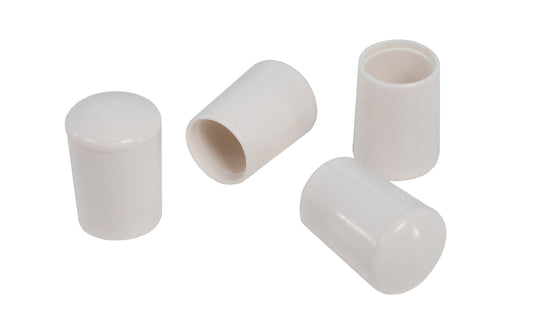 5/8" White Hi-Plastic Leg Tips. 1-1/4" high tips. Made by Faultless Caster Corp. 