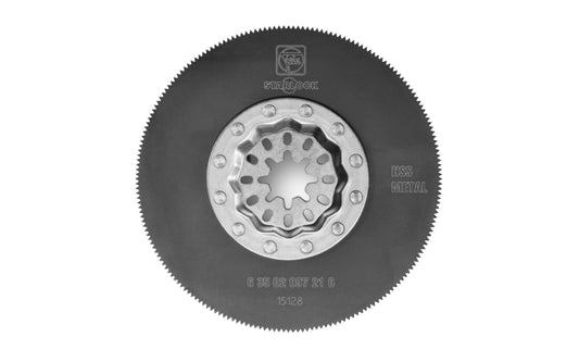 Fein Tools 3-3/8" Circular Metal HSS Blade - 160 Blade. Solid HSS saw blade with metal toothing for sheet metal up to approx. 1/16"  (1 mm). Also for plastics, GFRP, wood, glazing compound, brass & bronze. Clean, narrow cutting line. Round Blade, ideal for working in corners & on edges without over cut. Made in Germany