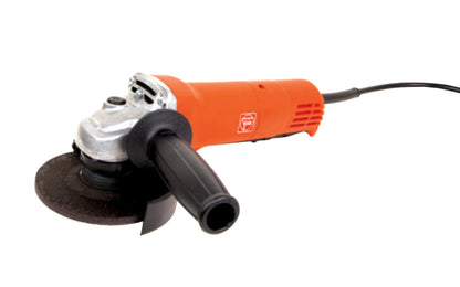 Fein Tools 4-1/2" Paddle Switch Angle Grinder 7.0 A. The gear head rotates in 90° steps & is solid metal for maximum service life. More ergonomic grip for less fatigue. Powerful 820 W motor. Corded with 13' long cord. 12,500 rpm. Model No. 72223160120. 4014586888156. 4-1/2" (115 mm) diameter grinding. WSG 7-115 PT