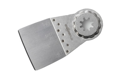 Fein Tools Special Material Rigid Scraper Blade - 234 Blade. Long blade. Designed for removal of stubborn paint, adhesive residue, carpet, tile adhesive, & underseal. Starlock mounting system.   Made in Germany. Model No. 63903234210. Scraper Oscillating Blade 2-1/16" Wide Blade - Extra Long Version - 2-1/16" Long
