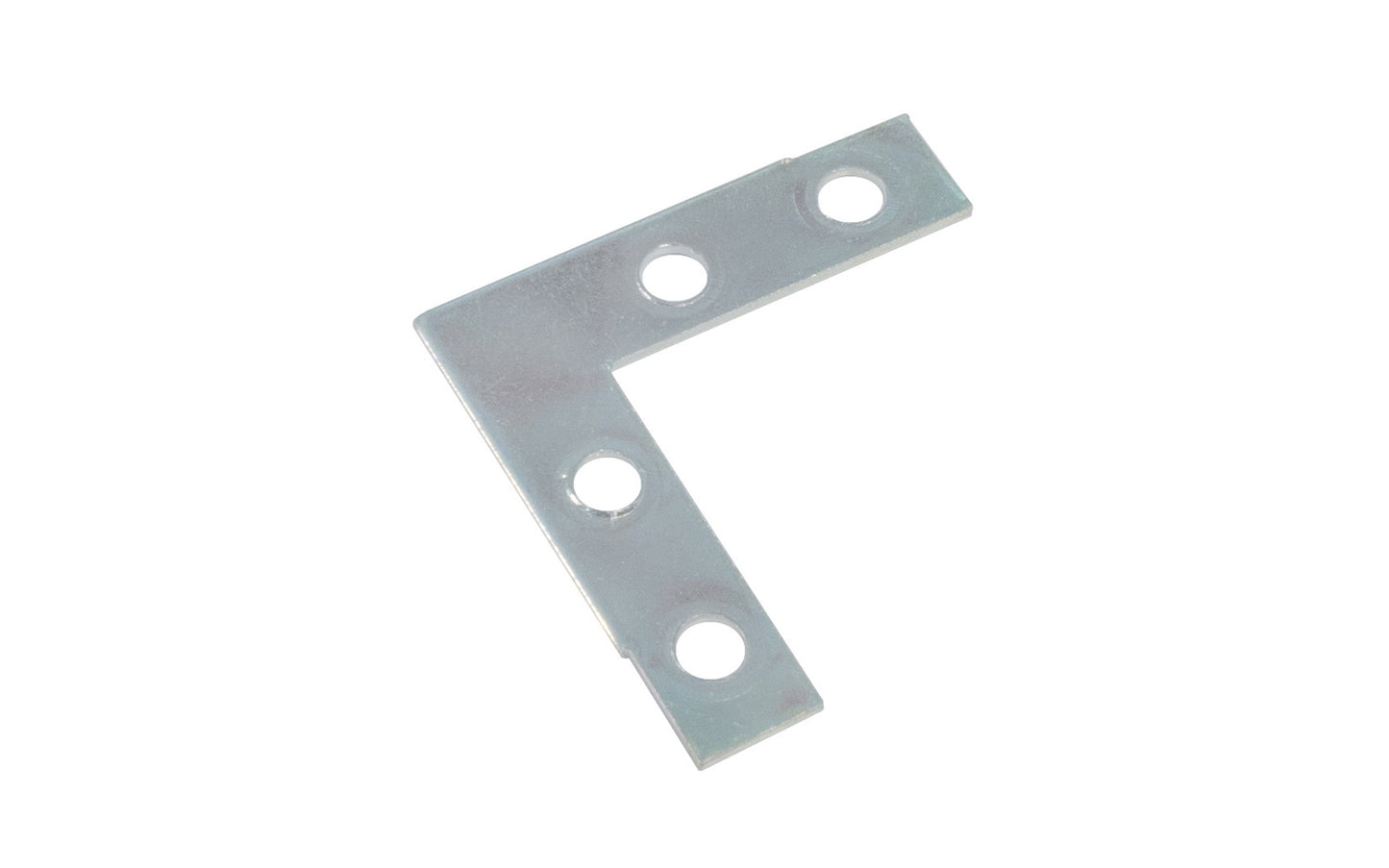 1-1/2" Zinc-Plated Flat Corner Iron. These flat corner irons are designed for furniture, cabinets, shelving support, etc. Steel material with a zinc plated finish. Countersunk holes. Sold as singles, or bulk box of (48) flat corner braces. 1-1/2"  long x 1-1/2" long size. Screws not included. Made by Ferum. Model 228.