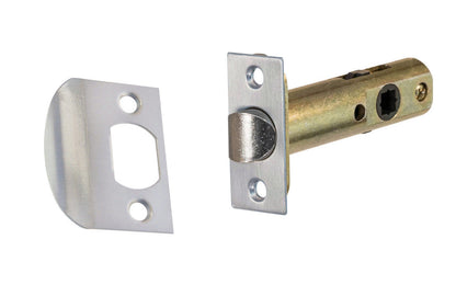 Vintage-style Hardware · Traditional & Classic Tubular Spring Latch for doors with a non-locking (Passage) function ~ 2-3/8" Backset. Steel casing & solid brass plates. For vintage antique door knobs, or reproduction door knobs. Brushed Nickel Finish