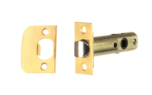 Vintage-style Hardware · Traditional & Classic Tubular Spring Latch for doors with a non-locking (Passage) function ~ 2-3/8" Backset. Steel casing & solid brass plates. For vintage antique door knobs, or reproduction door knobs. Unlacquered brass (will patina naturally over time). Non-lacquered brass.