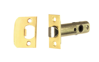 Vintage-style Hardware · Traditional & Classic Tubular Spring Latch for doors with a non-locking (Passage) function ~ 2-3/8" Backset. Steel casing & solid brass plates. For vintage antique door knobs, or reproduction door knobs. Lacquered Brass Finish