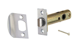 Vintage-style Hardware · Traditional & Classic Tubular Spring Latch for Doors with Locking Pin for (Privacy) Function ~ 2-3/8" Backset. Steel casing & solid brass plates. For vintage antique door knobs, or reproduction door knobs. Brushed Nickel Finish
