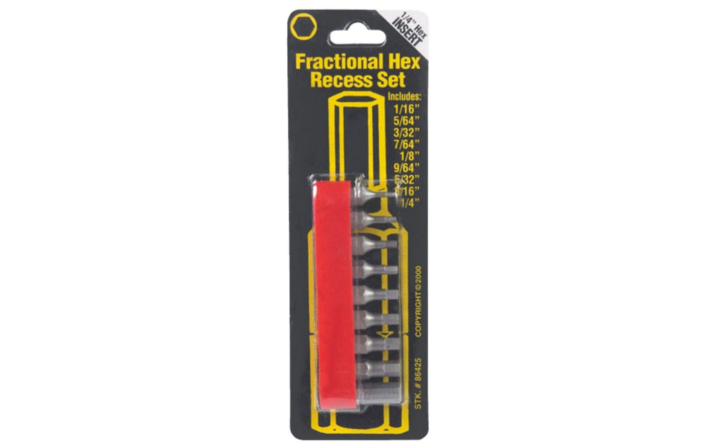 Best Way Tools 9 PC Hex Fractional Insert Screwdriver Bit Set. 1/4" hex shank fits all standard bit holders & hand-held drivers. Set includes one each of 1/16", 5/64", 3/32", 7/64", 1/8", 9/64", 5/32", 3/16", & 1/4" bit. Best Way Tools - Model 86425. 080497864255.