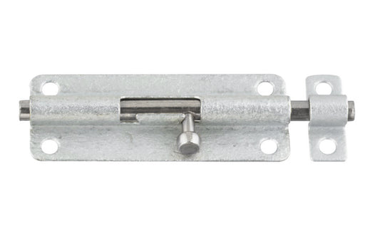 5" Galvanized Barrel Bolt is designed for security applications on lightweight doors, chests, & cabinets. Use on vertical, horizontal, left or right hand applications. Coated to withstand harsh weather conditions & prevent corrosion. 5" width x 1-1/2" height. National Hardware Model No. N151-910. 038613151918