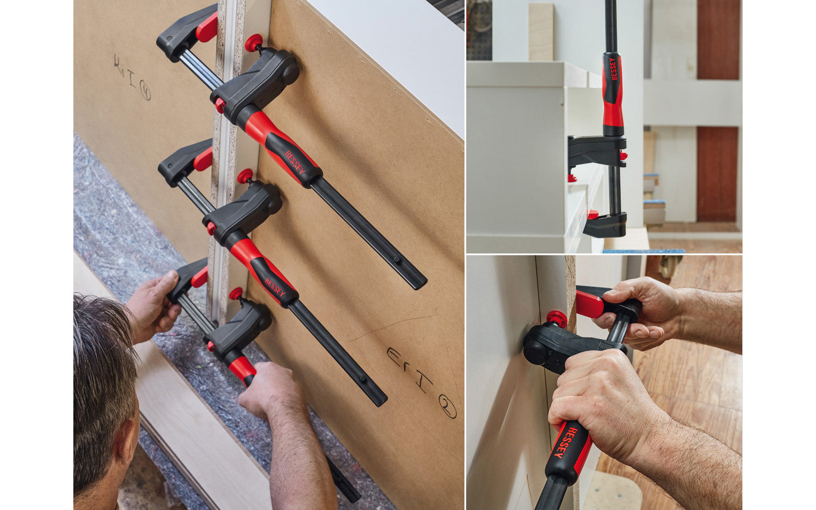 Bessey GearKlamp reaches difficult or impossible to access. Patented mechanism separates spindle from handle for greater clearance. The unique mechanism allows the handle to be offset from the point of contact. This creates the possibility of reaching "into” confined spaces to achieve clamping solutions - Model GK15 - 6" Opening Capacity 