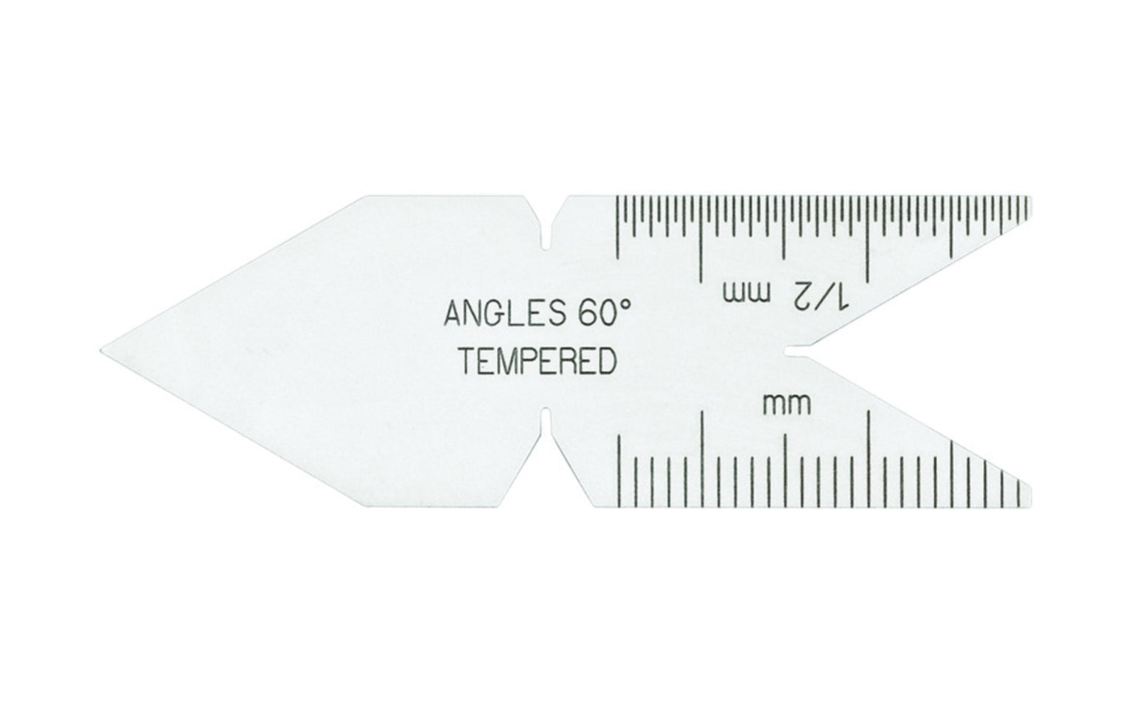 The Starrett Satin Chrome Center Gage is very handy for use in grinding & setting screw cutting tools. Graduations on C398M are in mm and 1/2mm Metric Standard, 60 Deg 1/2mm.  Made in USA.