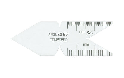 The Starrett Satin Chrome Center Gage is very handy for use in grinding & setting screw cutting tools. Graduations on C398M are in mm and 1/2mm Metric Standard, 60 Deg 1/2mm.  Made in USA.