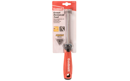 Goldblatt Grout Removal Tool with triangle carbide scraping tip. Contains extra blade. Model G02404 ~ 084389024048